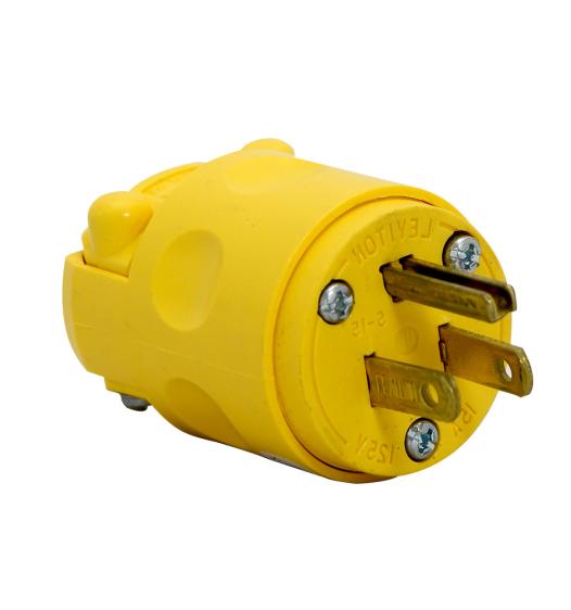 Compra clavija conexión recta amarilla 15a 125v, productos industriales y electricos en Edemco Colombia, insumos electricos